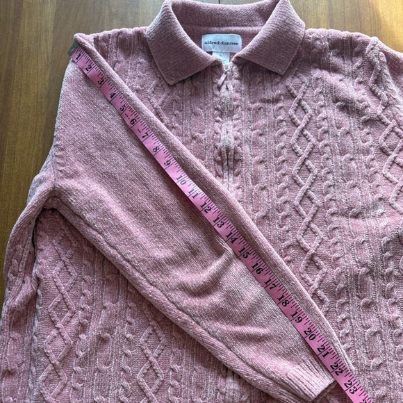 Alfred Dunner Pink Cable Knit Textured Women's zip up Cardigan - Picture 7 of 8